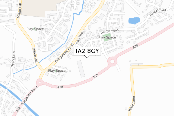 TA2 8GY map - large scale - OS Open Zoomstack (Ordnance Survey)