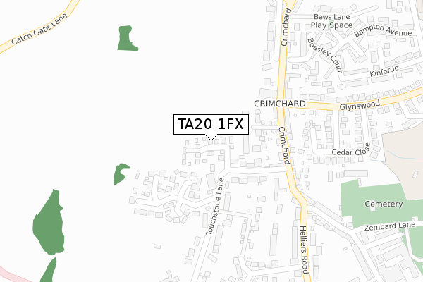 TA20 1FX map - large scale - OS Open Zoomstack (Ordnance Survey)