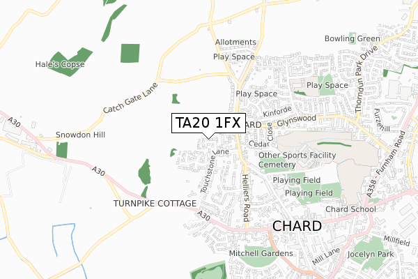 TA20 1FX map - small scale - OS Open Zoomstack (Ordnance Survey)