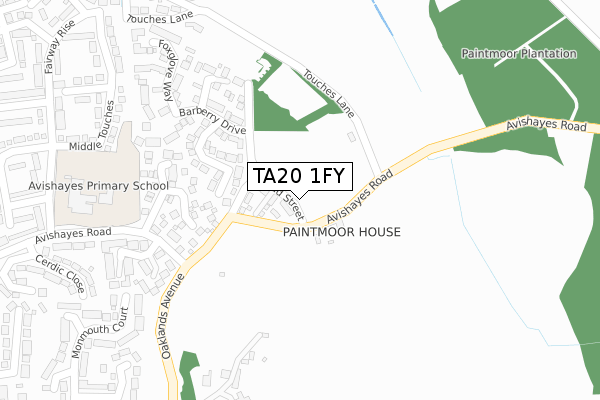 TA20 1FY map - large scale - OS Open Zoomstack (Ordnance Survey)