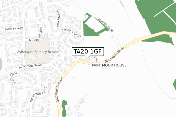 TA20 1GF map - large scale - OS Open Zoomstack (Ordnance Survey)