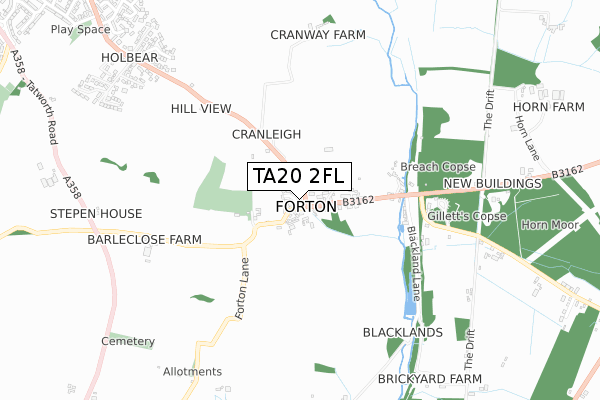 TA20 2FL map - small scale - OS Open Zoomstack (Ordnance Survey)