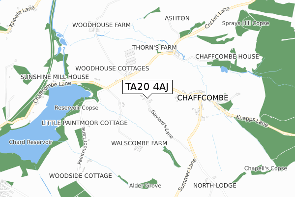 TA20 4AJ map - small scale - OS Open Zoomstack (Ordnance Survey)