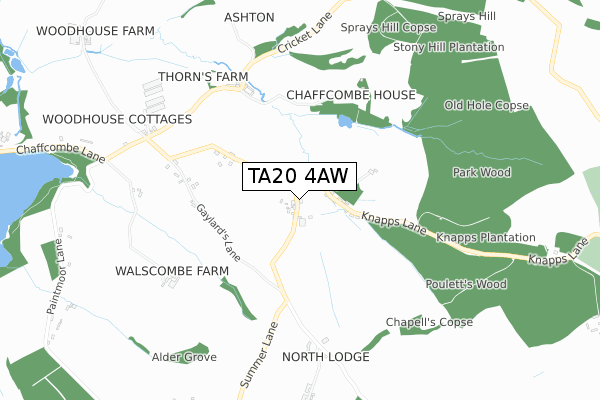 TA20 4AW map - small scale - OS Open Zoomstack (Ordnance Survey)