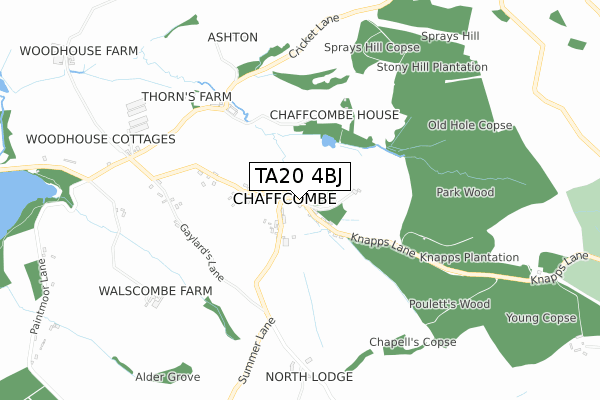 TA20 4BJ map - small scale - OS Open Zoomstack (Ordnance Survey)