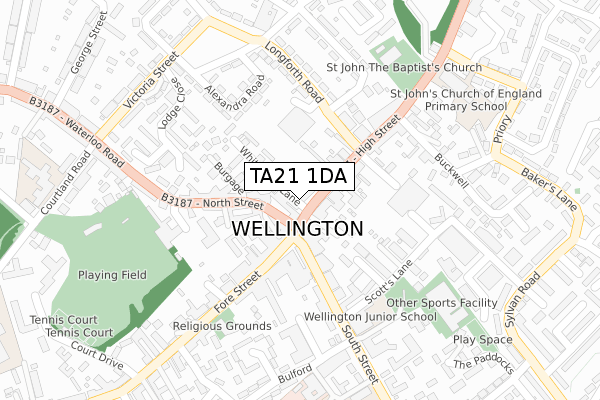 TA21 1DA map - large scale - OS Open Zoomstack (Ordnance Survey)