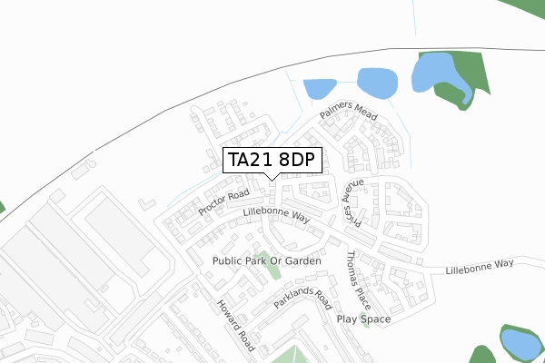 TA21 8DP map - large scale - OS Open Zoomstack (Ordnance Survey)