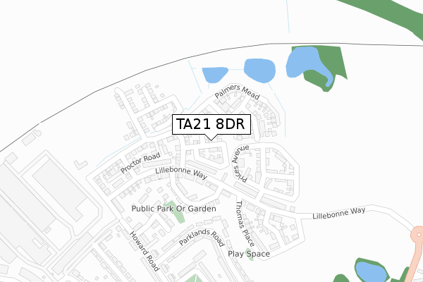 TA21 8DR map - large scale - OS Open Zoomstack (Ordnance Survey)