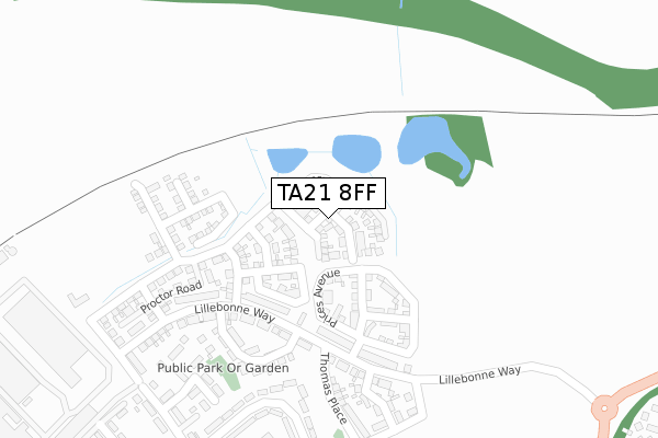 TA21 8FF map - large scale - OS Open Zoomstack (Ordnance Survey)