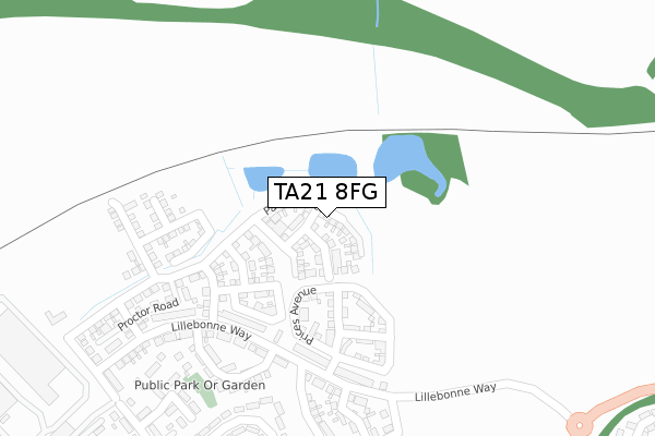 TA21 8FG map - large scale - OS Open Zoomstack (Ordnance Survey)