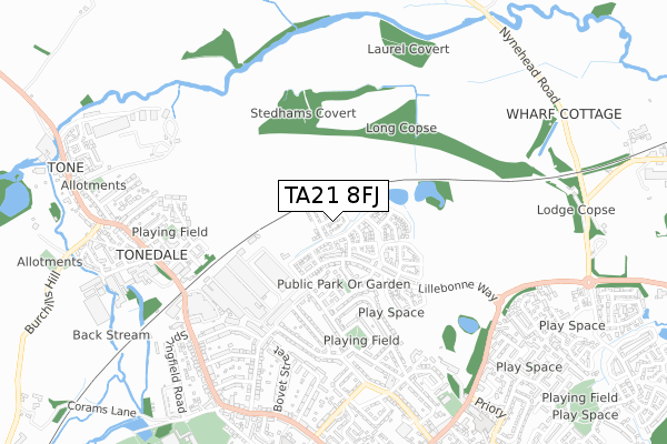 TA21 8FJ map - small scale - OS Open Zoomstack (Ordnance Survey)