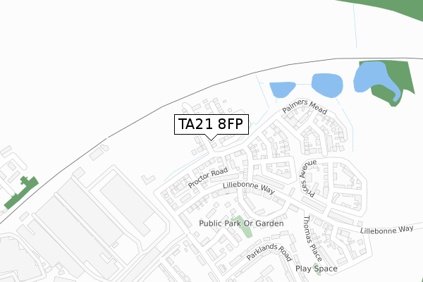 TA21 8FP map - large scale - OS Open Zoomstack (Ordnance Survey)