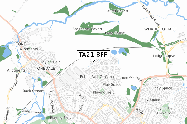 TA21 8FP map - small scale - OS Open Zoomstack (Ordnance Survey)