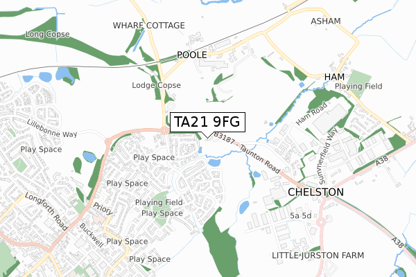 TA21 9FG map - small scale - OS Open Zoomstack (Ordnance Survey)