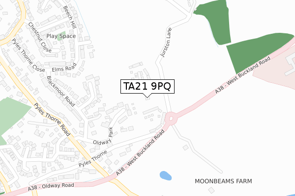 TA21 9PQ map - large scale - OS Open Zoomstack (Ordnance Survey)