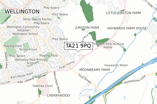 TA21 9PQ map - small scale - OS Open Zoomstack (Ordnance Survey)