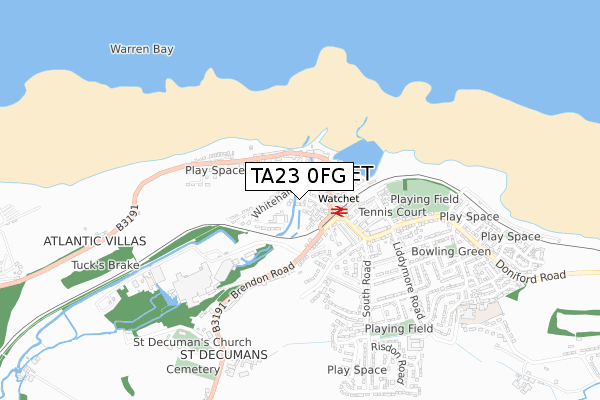 TA23 0FG map - small scale - OS Open Zoomstack (Ordnance Survey)