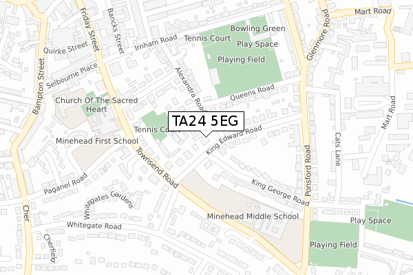 TA24 5EG map - large scale - OS Open Zoomstack (Ordnance Survey)