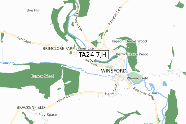 TA24 7JH map - small scale - OS Open Zoomstack (Ordnance Survey)