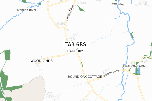 TA3 6RS map - small scale - OS Open Zoomstack (Ordnance Survey)