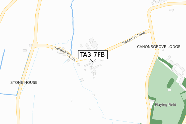 TA3 7FB map - large scale - OS Open Zoomstack (Ordnance Survey)