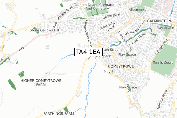 TA4 1EA map - small scale - OS Open Zoomstack (Ordnance Survey)