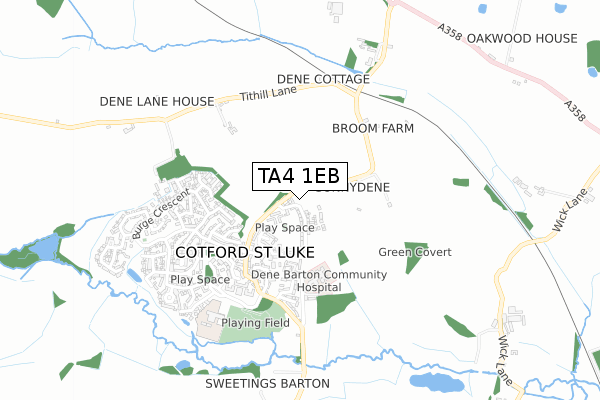 TA4 1EB map - small scale - OS Open Zoomstack (Ordnance Survey)