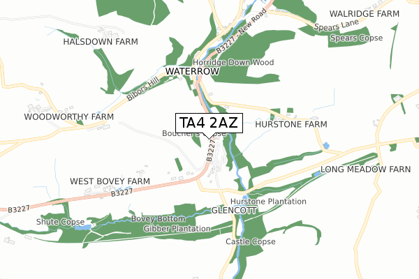 TA4 2AZ map - small scale - OS Open Zoomstack (Ordnance Survey)