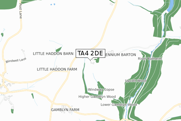 TA4 2DE map - small scale - OS Open Zoomstack (Ordnance Survey)