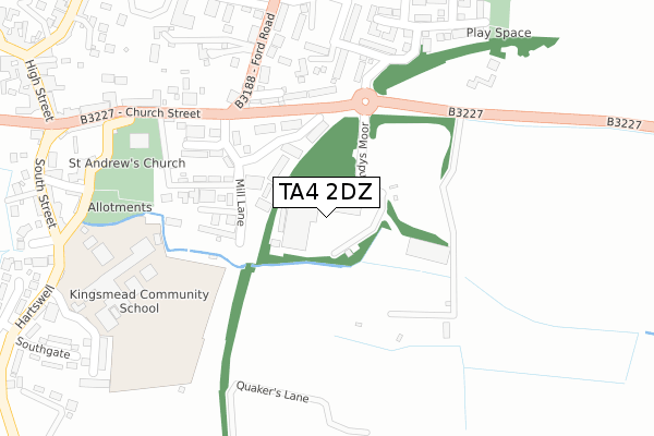 TA4 2DZ map - large scale - OS Open Zoomstack (Ordnance Survey)