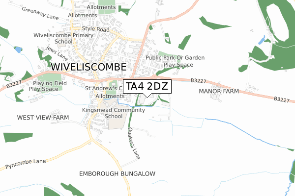 TA4 2DZ map - small scale - OS Open Zoomstack (Ordnance Survey)