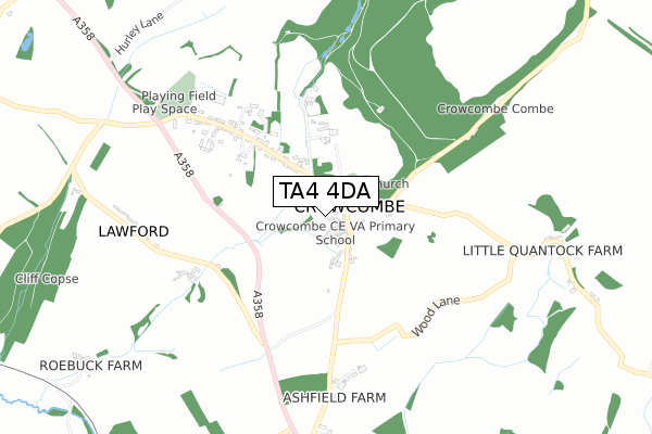 TA4 4DA map - small scale - OS Open Zoomstack (Ordnance Survey)