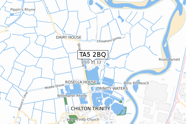 TA5 2BQ map - small scale - OS Open Zoomstack (Ordnance Survey)