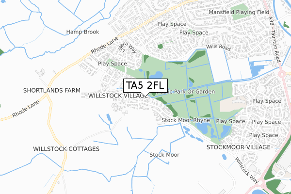 TA5 2FL map - small scale - OS Open Zoomstack (Ordnance Survey)