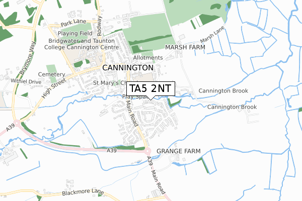 TA5 2NT map - small scale - OS Open Zoomstack (Ordnance Survey)