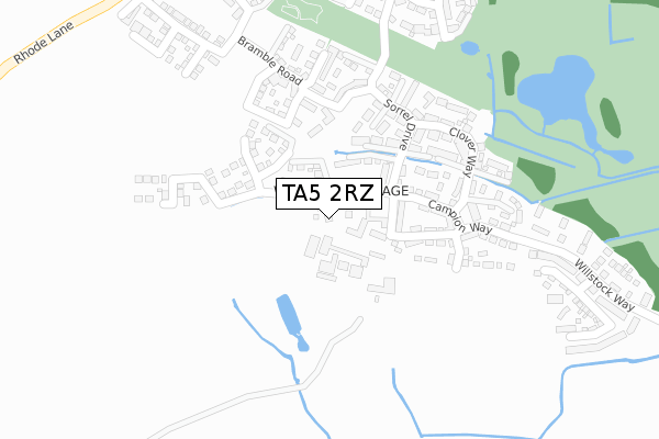 TA5 2RZ map - large scale - OS Open Zoomstack (Ordnance Survey)