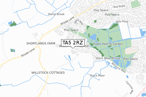 TA5 2RZ map - small scale - OS Open Zoomstack (Ordnance Survey)