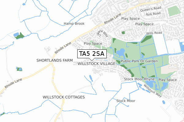 TA5 2SA map - small scale - OS Open Zoomstack (Ordnance Survey)