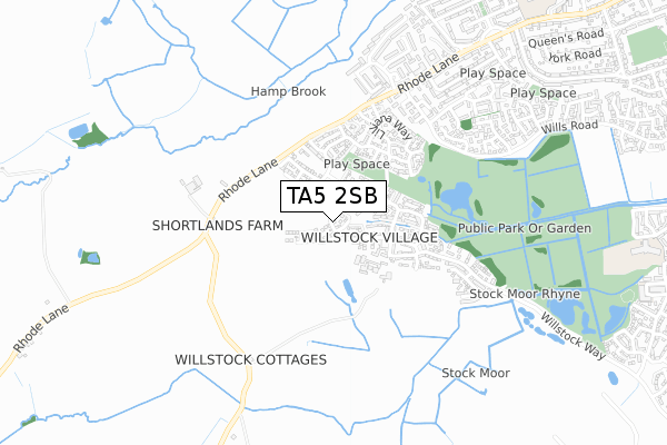 TA5 2SB map - small scale - OS Open Zoomstack (Ordnance Survey)