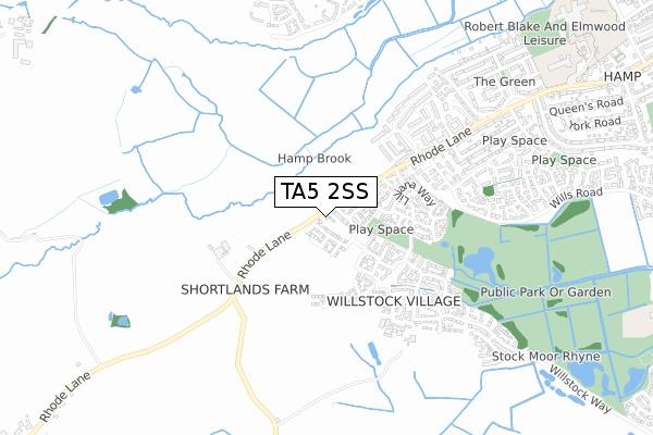 TA5 2SS map - small scale - OS Open Zoomstack (Ordnance Survey)