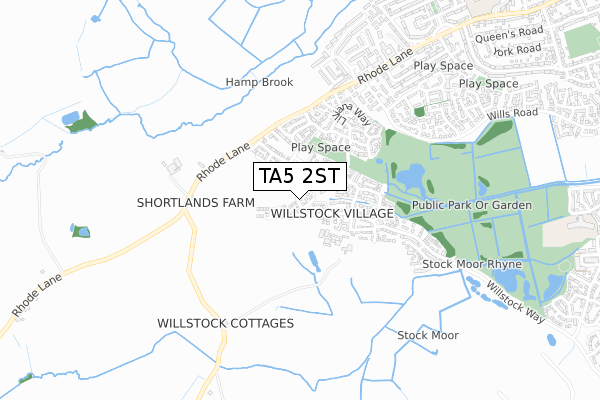 TA5 2ST map - small scale - OS Open Zoomstack (Ordnance Survey)