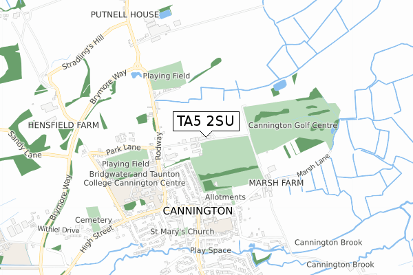 TA5 2SU map - small scale - OS Open Zoomstack (Ordnance Survey)