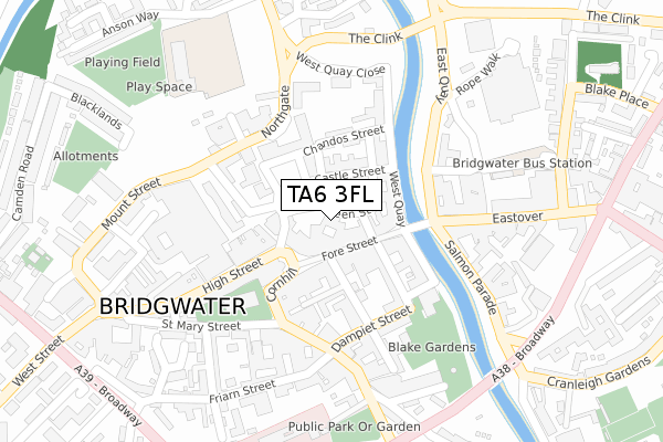 TA6 3FL map - large scale - OS Open Zoomstack (Ordnance Survey)