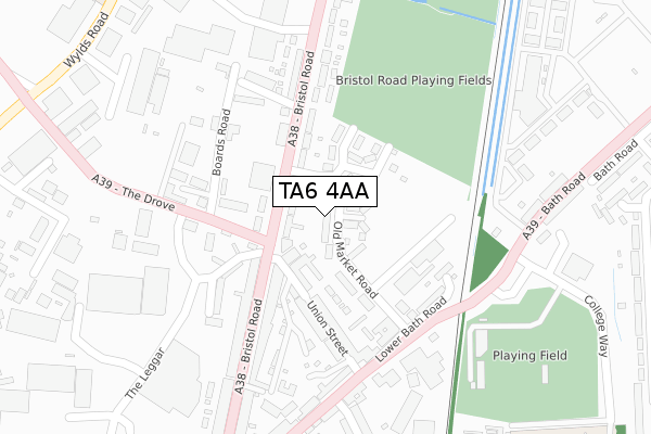 TA6 4AA map - large scale - OS Open Zoomstack (Ordnance Survey)