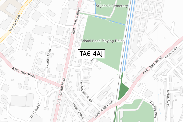 TA6 4AJ map - large scale - OS Open Zoomstack (Ordnance Survey)