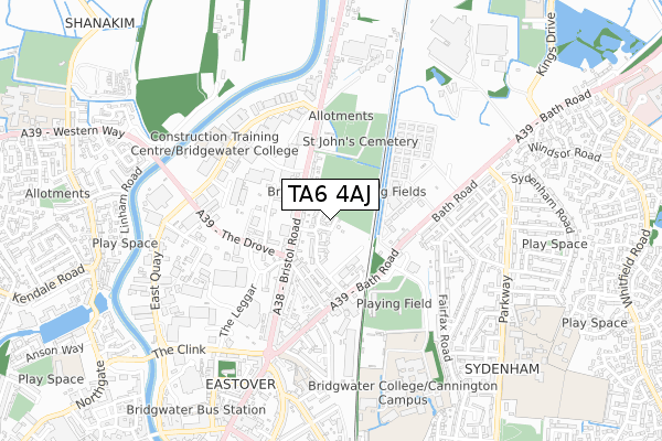 TA6 4AJ map - small scale - OS Open Zoomstack (Ordnance Survey)