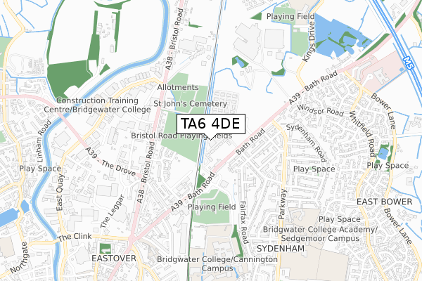 TA6 4DE map - small scale - OS Open Zoomstack (Ordnance Survey)