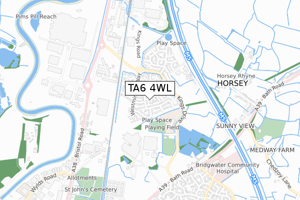 TA6 4WL map - small scale - OS Open Zoomstack (Ordnance Survey)