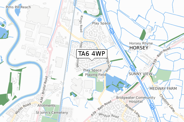 TA6 4WP map - small scale - OS Open Zoomstack (Ordnance Survey)