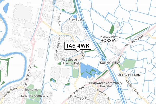 TA6 4WR map - small scale - OS Open Zoomstack (Ordnance Survey)